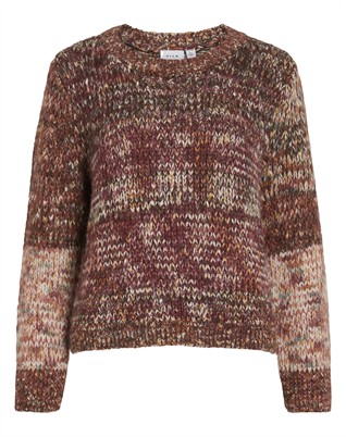 Vila - VIChea Boatneck Strick - Fig/Multi Color